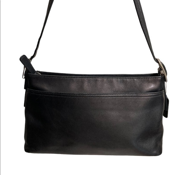 Coach vintage black leather messenger bag - Picture 1 of 13